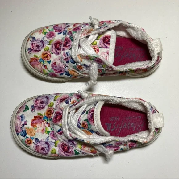 Blowfish Kid's Toddler 10 Classic Canvas White Pink Purple Floral Lined Shoes - Picture 14 of 14